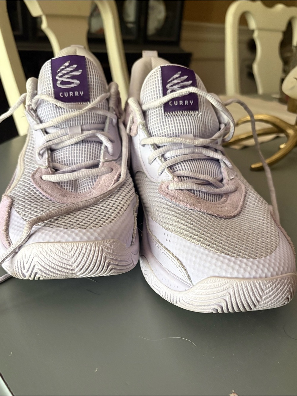Under Armour Curry Basketball/Athletic Shoes in Light Purple & White